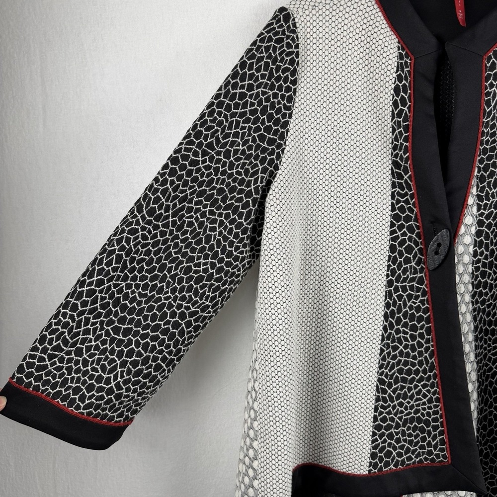 IC By Connie K Open Front Jacket Cardigan Sz M Artsy Laganlook Funky Mixed Print - Picture 5 of 13